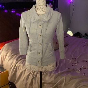 Gray button sweat jacket